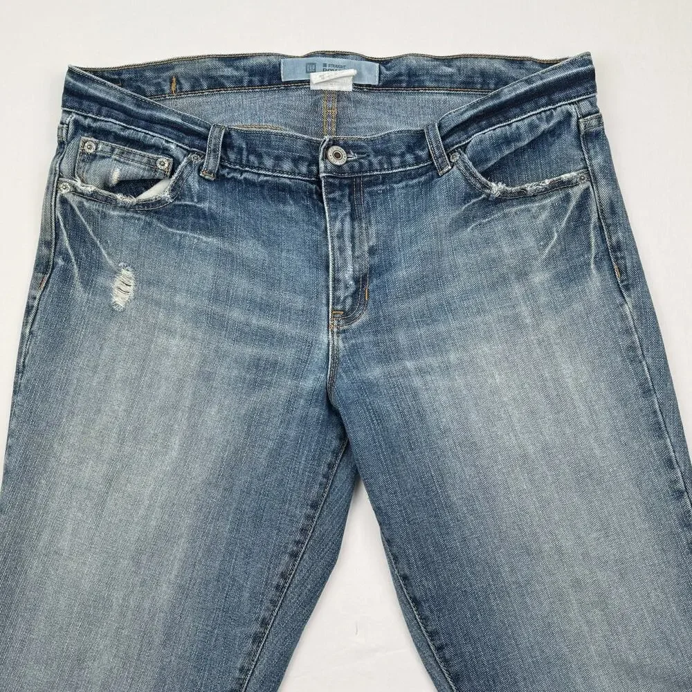 Gap Boy Cut Jeans Vintage 90s Distressed Light Wash Straight Leg